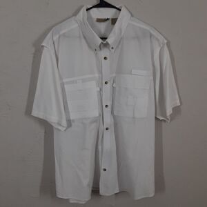 Rugged Earth Button Up Shirt Adult XL White Short Sleeve Outdoors Vented Back